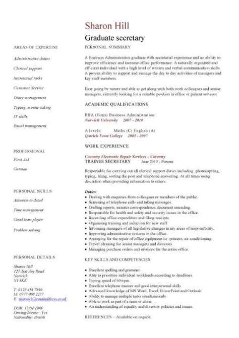 We did not find results for: Graduate secretary CV sample