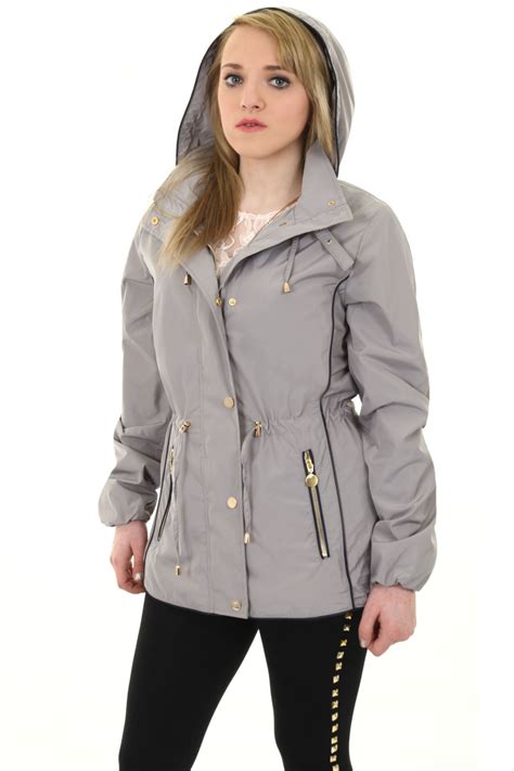 Womens Long Sleeve Lightweight Smart Hooded Jacket Rain Waterproof Coat