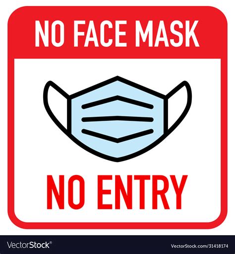 No Facemask No Entry Sign Information Warning Vector Image