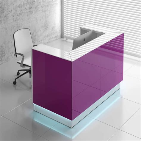 Linea Small Glass Straight Reception Desk Wled Light By