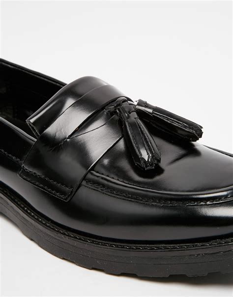 Lyst Asos Tassel Loafers In Black Leather In Black For Men