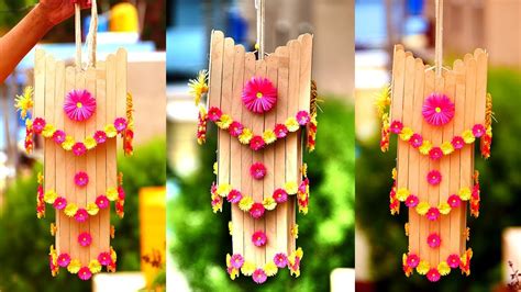 How To Make Beautiful Wall Hanging With Popsicle Sticks Diy Room