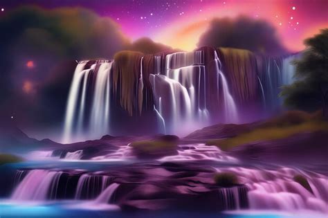 Premium Ai Image 3d Majestic Waterfall Blurred Motion Beauty