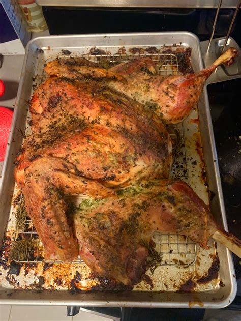 made the herb rubbed crisp skinned butterflied turkey for early thanksgiving and the skin