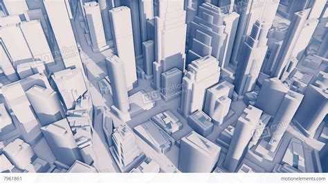 Abstract White 3d Modern City With High Rise Buildings Stock Animation