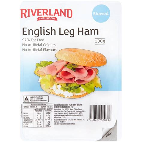 Riverland Englsh Style Ham Shaved 100g Woolworths