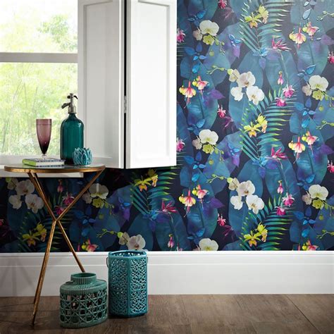 Tropics Pindorama Floral Wallpaper Navy Arthouse 690101 This