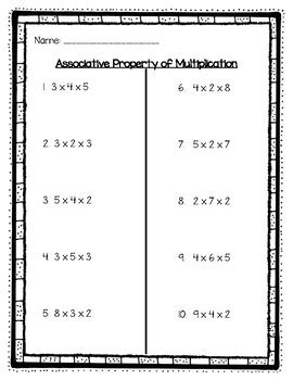 Associative Property Of Multiplication Worksheet By A G TPT