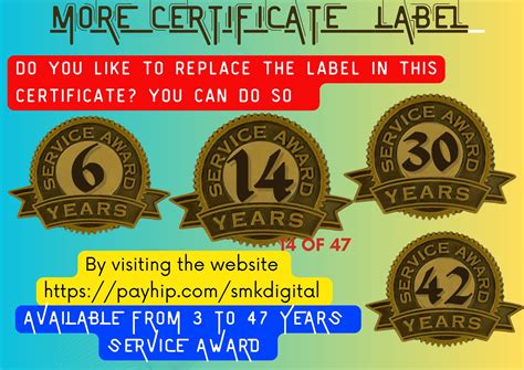 5 Year Certificate Of Service Template In Ms Word Etsy
