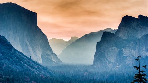 Twilight On A Foggy Morning Yosemite Valley Ca Oc 2048x1152 R