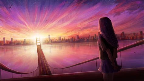 Sunset Anime Wallpaper Cityscape 2564 Backiee 4kwallpapers Driskulin
