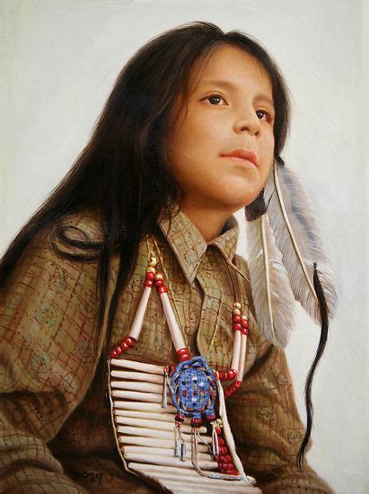 Two Feathers By Ed Copley Oil Native American Children Native American
