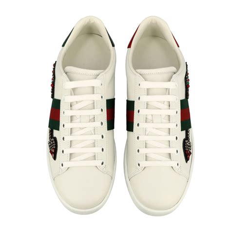 Gucci New Ace Sneakers In Leather With Arrow Shaped Patches