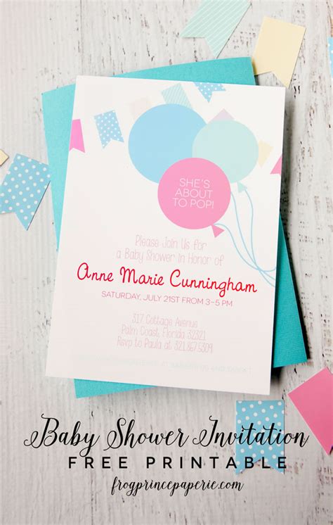 Download, print or send online for free. About to Pop Free Printable Baby Shower Invitation - Frog ...