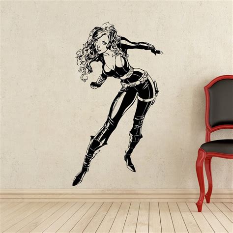 Black Widow Wall Decal Superhero Vinyl Sticker Home Art Dc Marvel