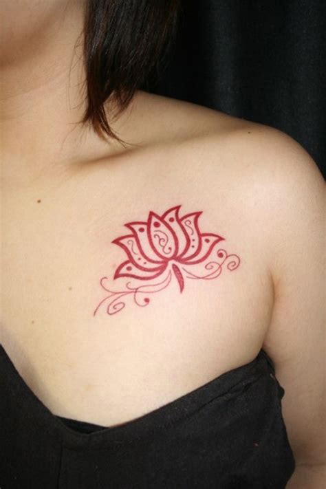Small Pink Lotus Flower Tattoo For Women On Chest Tattooimagesbiz