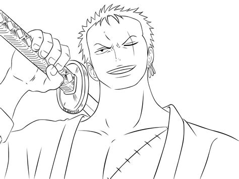 One Piece Zoro Coloring Pages One Piece Film Z Zoro Lineart By Hada