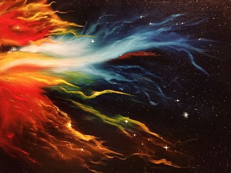 Stardust Nebula Original Oil Painting 11x14 On Canvas Board By