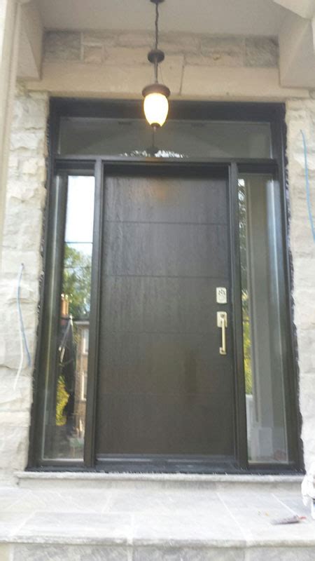 Fiberglass Doors Modern Woodgrain Fiberglass Door With 2 Clear Side