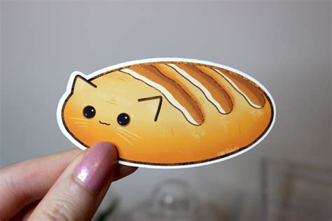 Cat Loaf Bread Stickers Weatherproof Cute Cat Stickers Bun Etsy