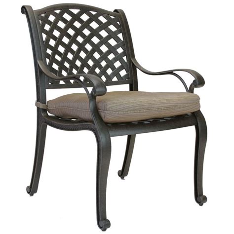 Nassau Cast Aluminum Outdoor Patio Dining Chair With Seat Cushion
