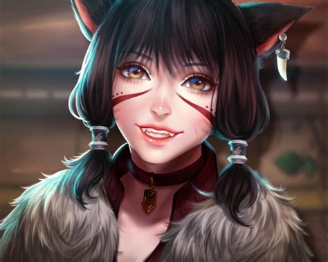 Download 1536x2048 Miqote Final Fantasy Xiv Choker Animal Ears Cat