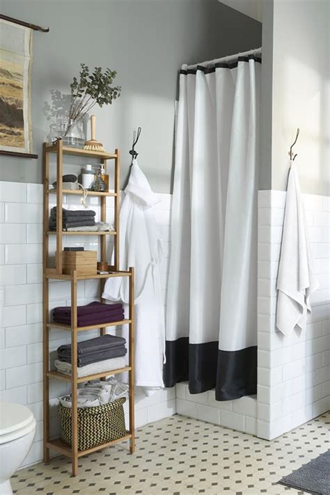 A small bathroom can look more chic when you add a floating shelf right above the sink. RÅGRUND Shelf unit - bamboo 13 " | Ikea bathroom storage ...