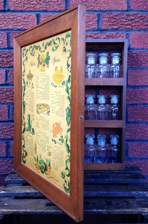Vintage Wooden Spice Cabinet With 24 Glass Apothecary Jars For Etsy