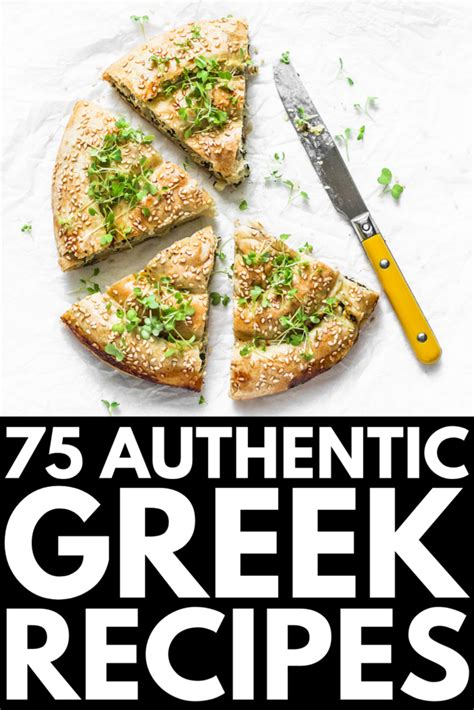 The Cover Of 75 Authentic Greek Pizza Recipes With An Image Of Sliced