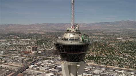 4k Stock Footage Aerial Video Orbit The Top Of Stratosphere Las Vegas