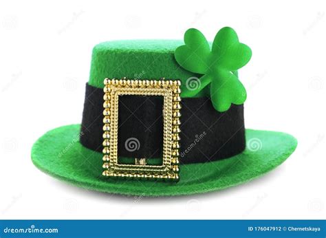 Green Leprechaun Hat With Clover Leaf Isolated St Patrick S Day