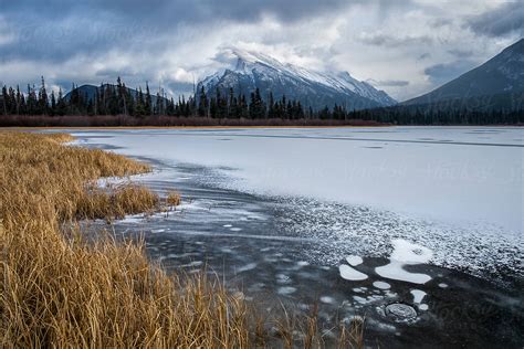 Winter View Of Vermillion Lakes And Mount Rundle In Canadas Banff