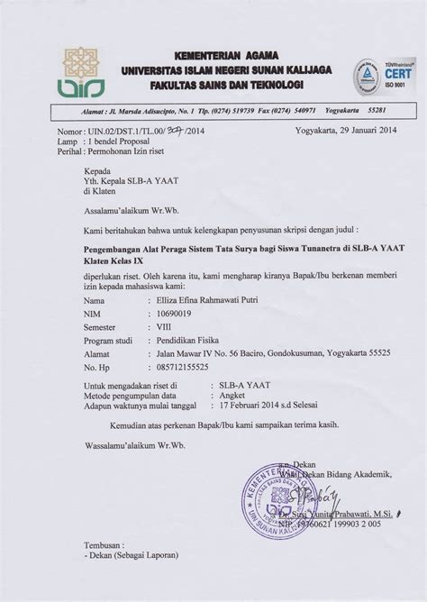 10++ Contoh Surat Ijin Penelitian Skripsi