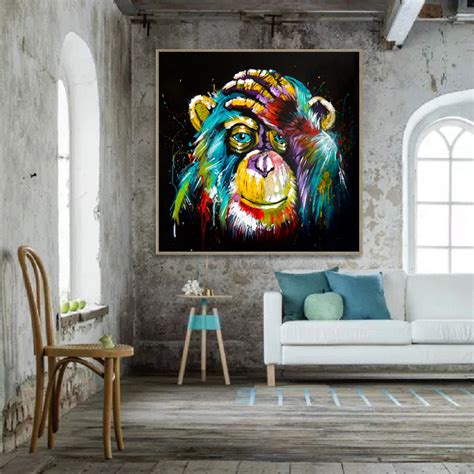 Modern Pop Wall Art Decorative Canvas Prints Colorful Monkey Canvas