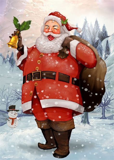 Download Premium Illustration Of Hand Drawn Cheerful Santa Claus