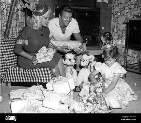 jayne mansfield husband mickey hargitay daughter jayne marie at her birthday party 1957 stock