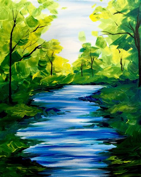Summer Stream At La Pinata Pittsburg Paint Nite Events Nature Paintings Acrylic Easy