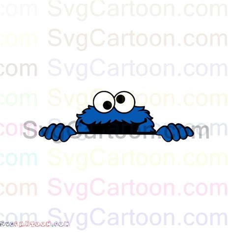 Cookie Monster Peeking Face Sesame Street Svg Dxf Eps Pdf Png Cookie