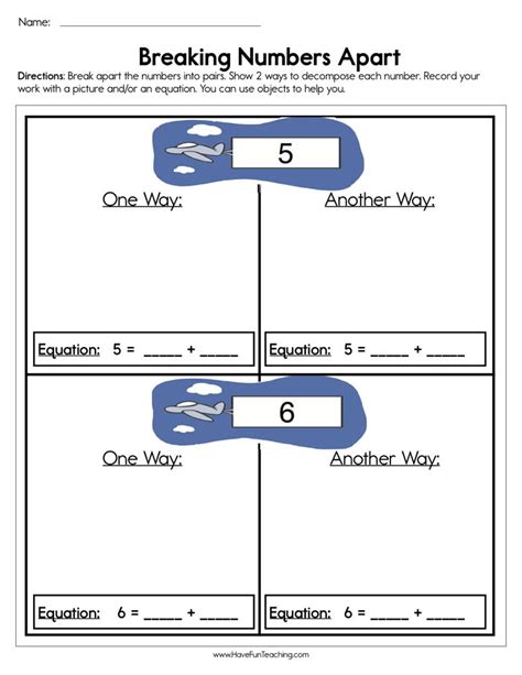 Breaking Numbers Apart Worksheet By Teach Simple