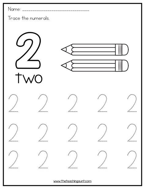 Number 2 Tracing And Colouring Worksheet For Kindergarten Preschool