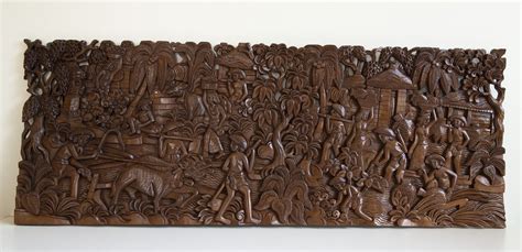 Balinese Hand Carved Wall Panel Decorative Art Bali Wooden Panel 3d