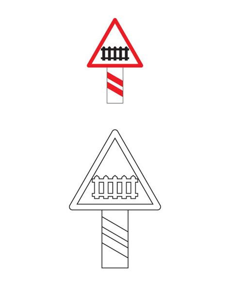 Guarded Railway Crossing Traffic Sign Coloring Page Download Free