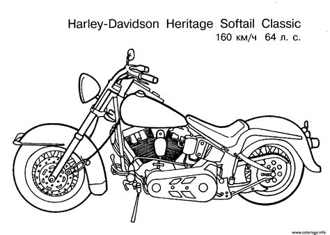Among all the coloring pages based on automobiles, motorcycle coloring sheets are one of the most popular varieties with parents all over the world looking for these activity sheets for their kids. Coloriage Harley Davidson Moto Heritage Softail Classic dessin