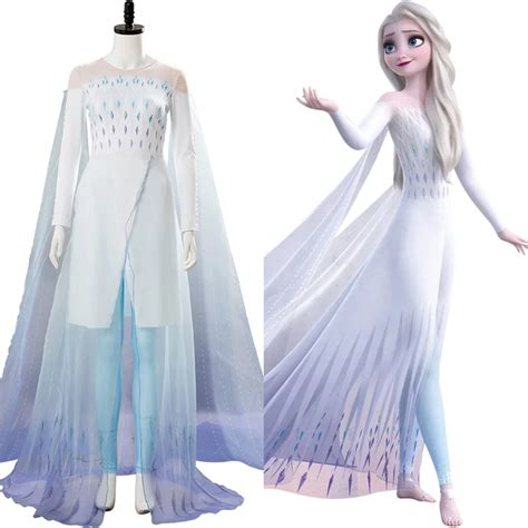 Frozen 2 Queen Ahtohallan Cave Elsa Snow Flake Dress Cosplay Costume In