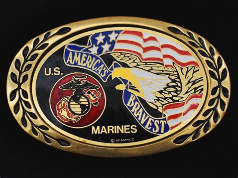 United States Marine Corps Solid Brass Vintage Belt Buckle Etsy