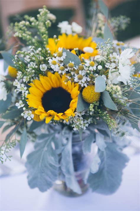 Dusty Blue And Sunflower Wedding Bouquets Blue And Yellow Bridal