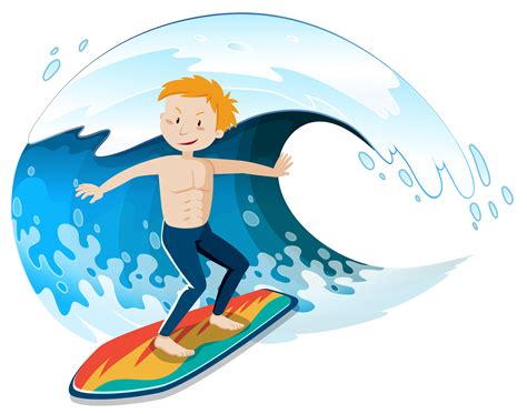 A Young Surfer Surfing A Big Wave 302276 Vector Art At Vecteezy