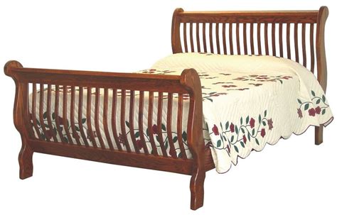 Amish Mission Slat Sleigh Bed Solid Hardwood Bedroom Furniture King Queen Full