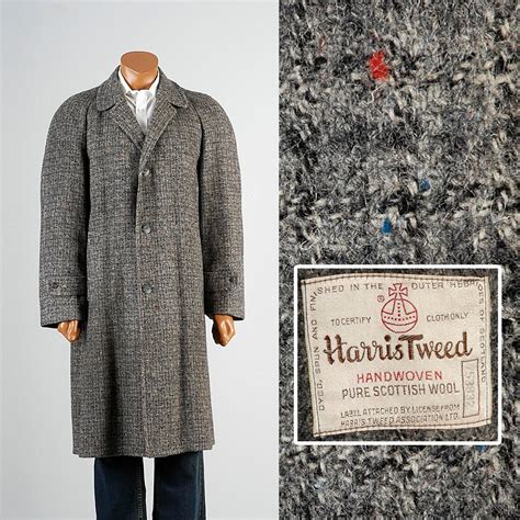 Rare Mens Vintage 30s Harris Tweed Overcoat Winter Coat Etsy