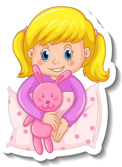 Sticker Template With A Girl Wearing Pajamas Isolated 3215368 Vector